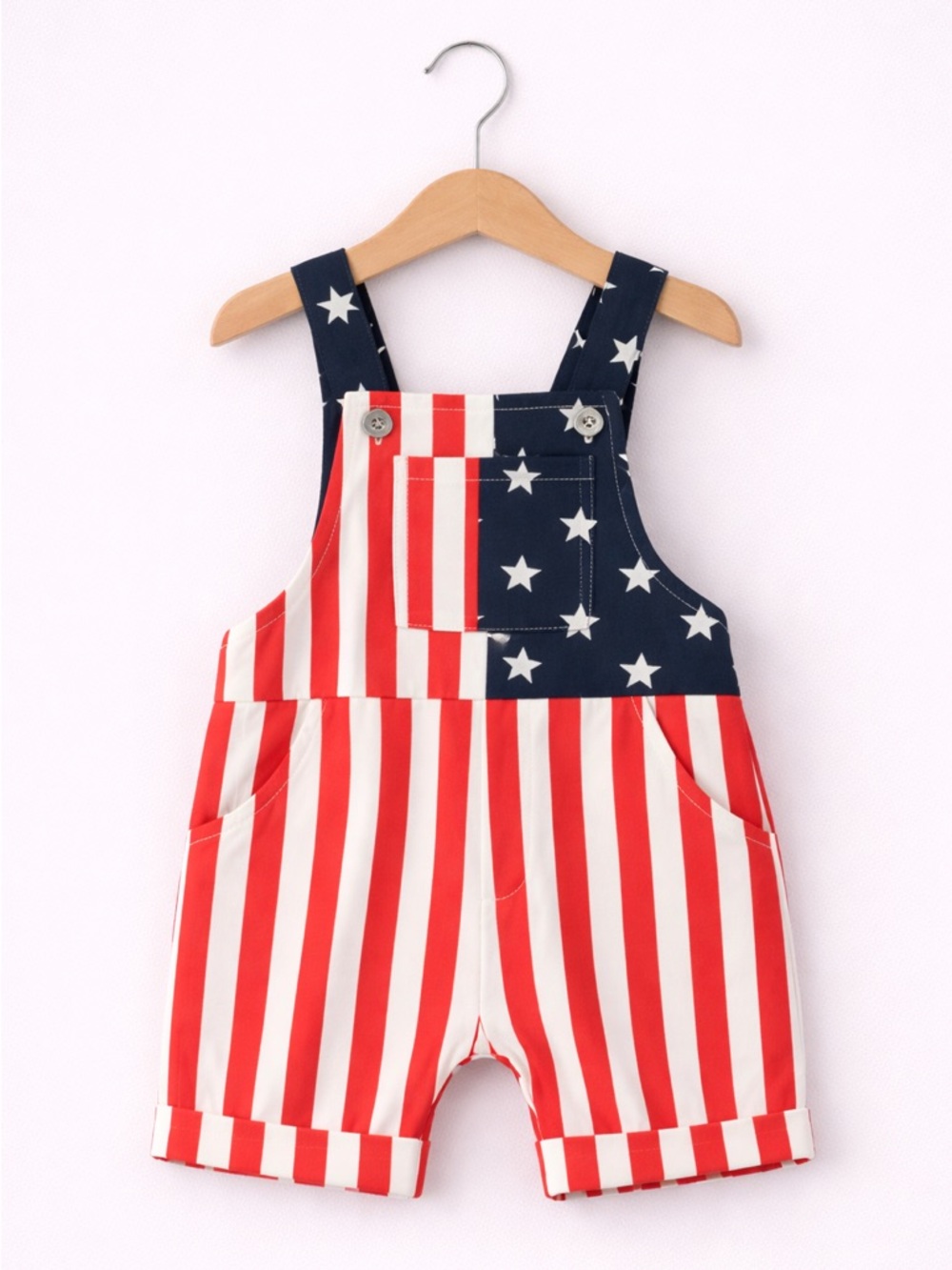 New Boutique American Flag Baby Overalls, 18-24M